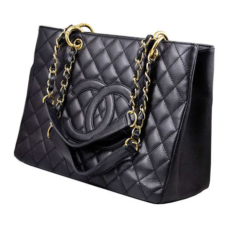 chanel black gst for sale|Chanel classic shopping tote.